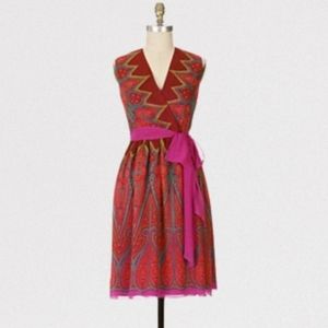 Anna Sui Anthropologie Silk Venetian "Uffizi Wrap Dress"